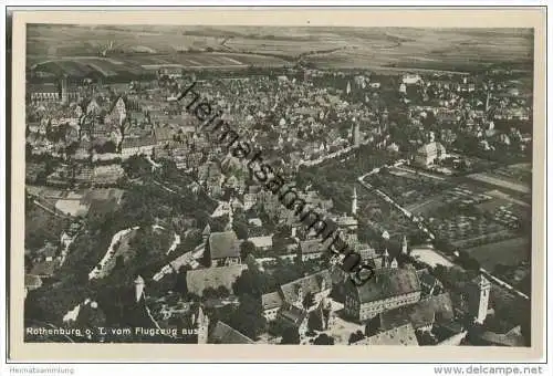 Rothenburg vom Flugzeug aus - Foto-AK - ca. 1930