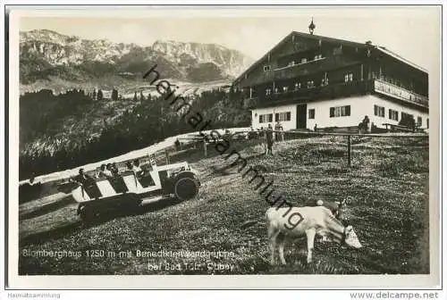 Bad Tölz - Blomberghaus - Ausflugs-Bus - Kühe - Foto-AK 30er Jahre