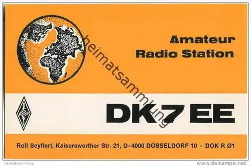 QSL - QTH - Funkkarte - DK7EE - Düsseldorf - 1976