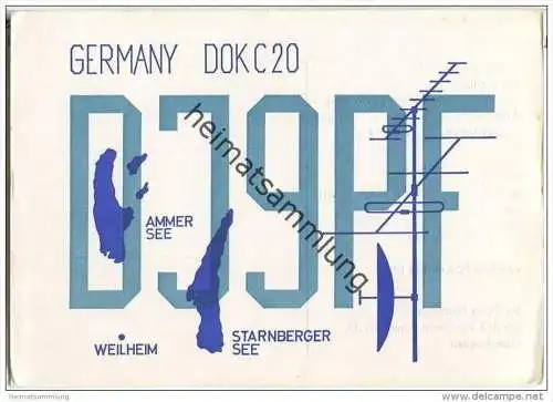 QSL - QTH - Funkkarte - DJ9PF - Weilheim in Oberbayern - 1970
