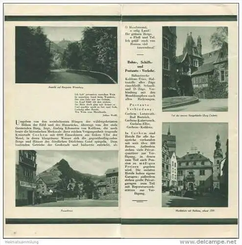 Cochem 1932 - Faltblatt mit 16 Abbildungen - Hotel- und Gaststättenverzeichnis