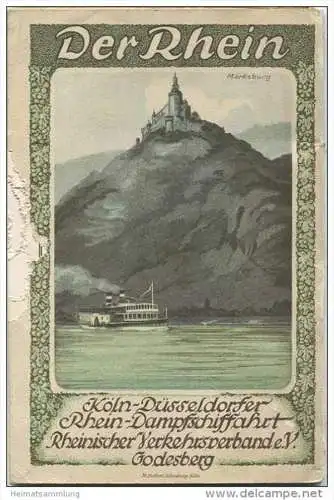 Der Rhein 1927 - 70 Seiten mit unzähligen Abbildungen - ausklappbare mehrfarbige Karte - die hinteren 10 Seiten sind ang