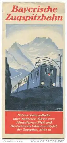Bayrische Zugspitzbahn ca. 1930 - Faltblatt mit 14 Abbildungen