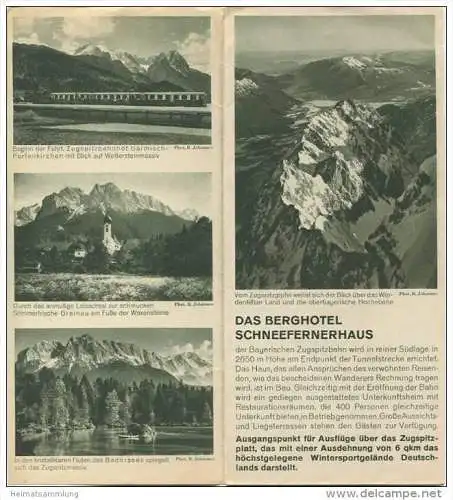 Bayrische Zugspitzbahn ca. 1930 - Faltblatt mit 14 Abbildungen