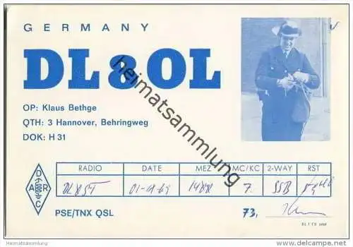 QSL - QTH - Funkkarte - DL8OL - Hannover - 1969