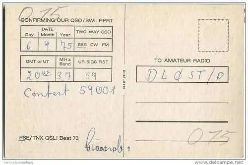 QSL - QTH - Funkkarte - DK8DR - Lünen - 1975