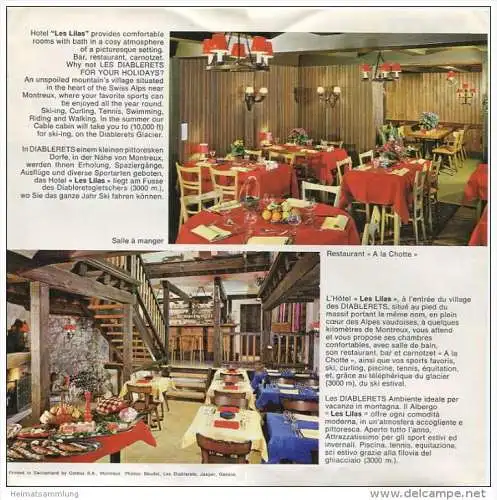 Les Diablerets - Hotel Les Lilas Prop. R. Schaller - Faltblatt mit 5 Abbildungen
