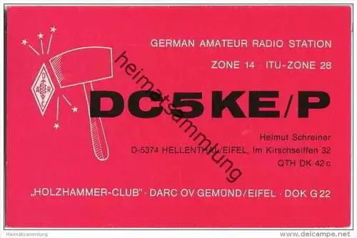 QSL - QTH - Funkkarte - DC5KE/P - Hellenthal/Eifel - 1975