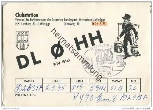 QSL - QTH - Funkkarte - DL0HH - Hamburg-Lohbrügge - 1975