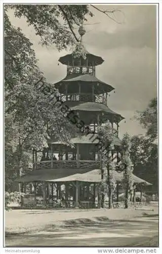 München - Englischer Garten - Chinesischer Turm - Foto-AK 20er Jahre