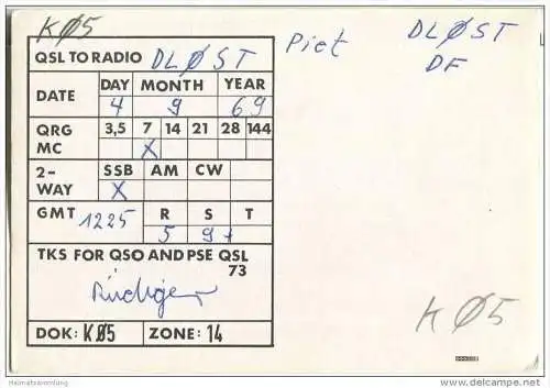QSL - QTH - Funkkarte - DK3FB - Koblenz-Horchheim - 1969