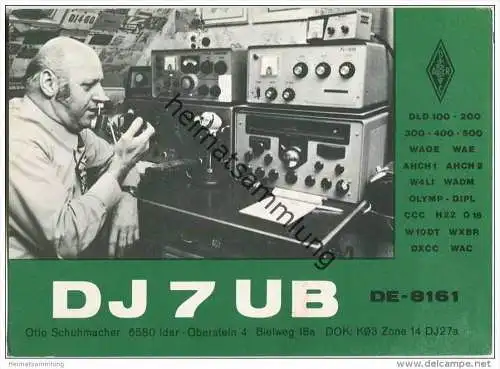 QSL - QTH - Funkkarte - DJ7UB - Idar-Oberstein - 1979
