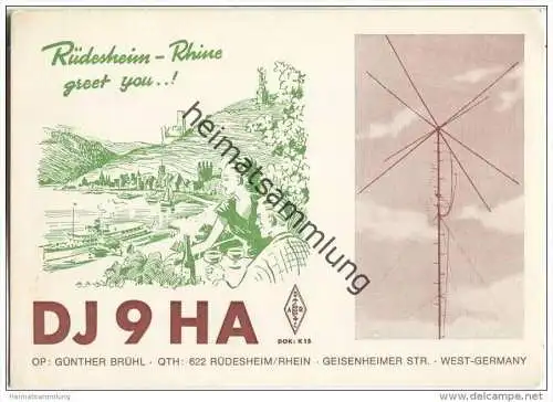 QSL - QTH - Funkkarte - DJ9HA - Rüdesheim - 1968