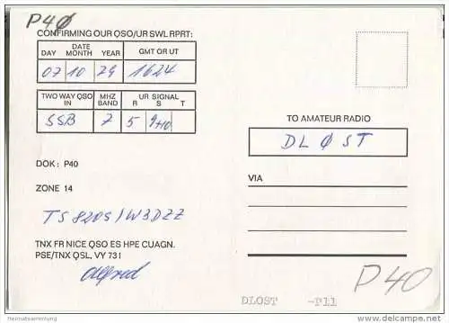 QSL - QTH - Funkkarte - DF2TT - Öhringen - 1979