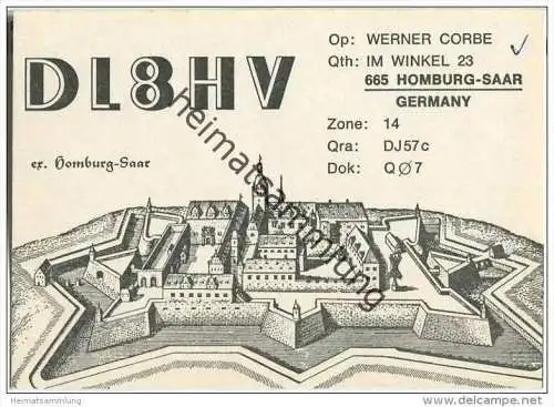 QSL - QTH - Funkkarte - DL8HV - Homburg (Saar) - 1969