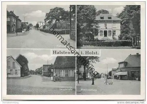 Halstenbek in Holstein - Poststrasse - Reitschule - Hauptstrasse - Friedensstrasse - AK-Grossformat