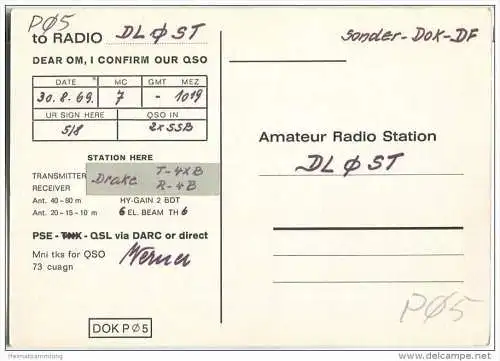 QSL - QTH - Funkkarte - DL9DH - Heilbronn - 1969