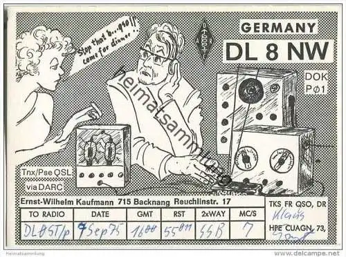 QSL - QTH - Funkkarte - DL8NW - Backnang - 1975