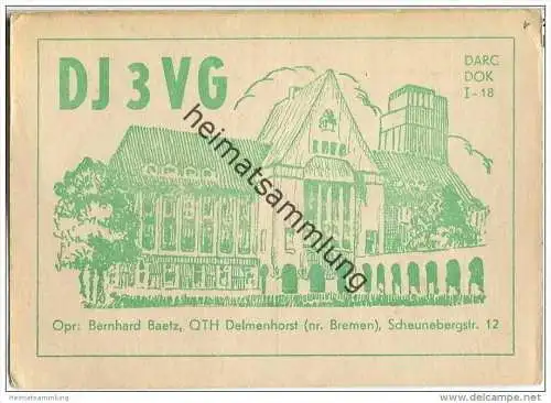 QSL - QTH - Funkkarte - DJ3VG - Delmenhorst - 1958