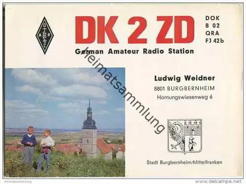 QSL - QTH - Funkkarte - DK2ZD - Burgbernheim - 1970