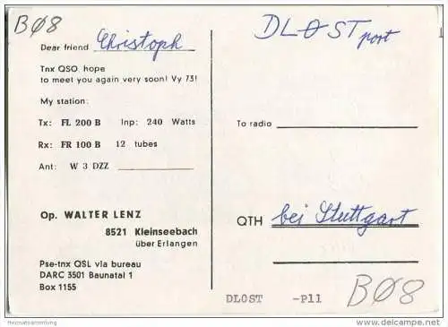 QSL - QTH - Funkkarte - DL9DR - Kleinseebach - Möhrendorf - 1980