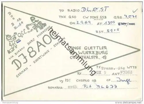 QSL - QTH - Funkkarte - DJ8AOC - Würzburg - 1969