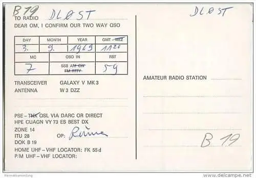 QSL - QTH - Funkkarte - DK3ME - Coburg - 1969