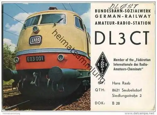 QSL - QTH - Funkkarte - DL3CT - Seubelsdorf - Lichtenfels - 1970