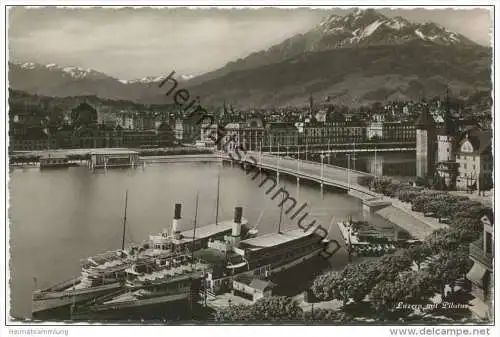 Luzern mit Pilatus - Dampfer Wilhelm Tell - Foto-AK