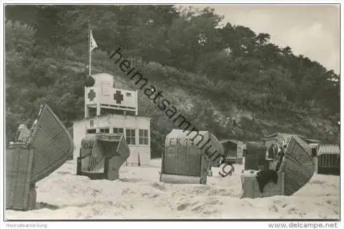 Koserow - Rettungsstation am Strand - Foto-AK 1959