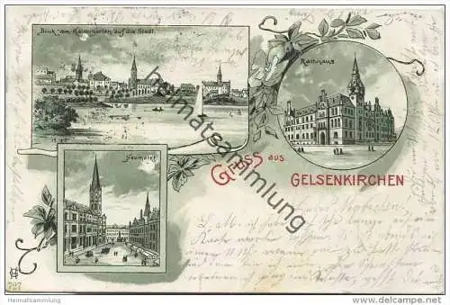 Gelsenkirchen - Blick vom Kaisergarten - Rathaus - Neumarkt