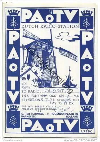 QSL - QTH - Funkkarte - PA0TV - Niederlande - The Netherlands - Barneveld - 1971