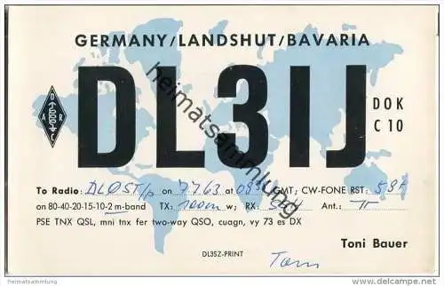 QSL - QTH - Funkkarte - DL3IJ - Landshut - 1963