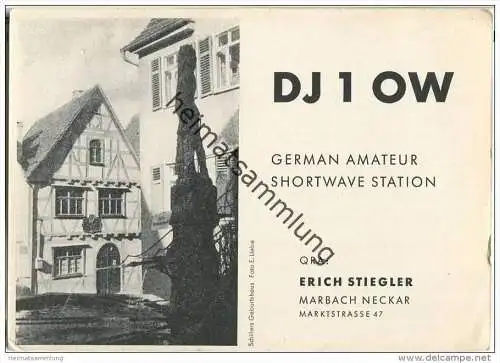 QSL - QTH - Funkkarte - DJ1OW - Marbach am Neckar - 1963