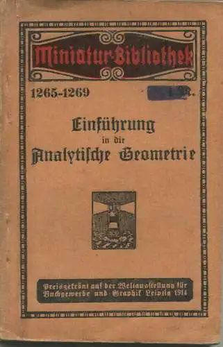 Miniatur-Bibliothek Nr. 1265-1269 - Einführung in die Analytische Geometrie von Jacob Stahl - 8cm x 12cm - 160 Seiten ca