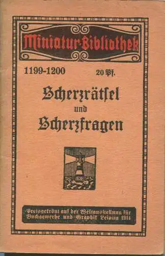 Miniatur-Bibliothek Nr. 1199-1200 - Scherzrätsel und Scherzfragen - 8cm x 12cm - 64 Seiten ca. 1910 - Verlag für Kunst u
