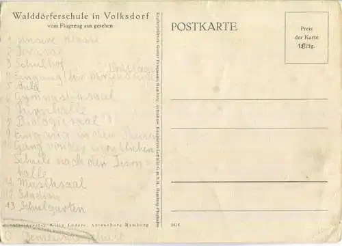 Hamburg-Volksdorf - Walddörfer Schule - Luftaufnahme - AK Grossformat - Verlag Gustav Petermann Hamburg