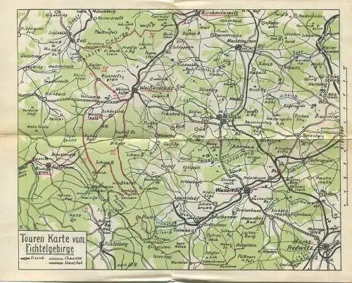 Miniatur-Bibliothek Nr. 1138-1139 - Reiseführer Fichtelgebirge mit farbigem Plan - 8cm x 12cm - 48 Seiten ca. 1910 - Ver