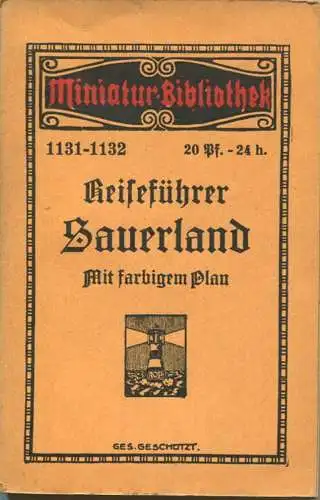Miniatur-Bibliothek Nr. 1131-1132 - Reiseführer Sauerland mit farbigem Plan - 8cm x 12cm - 86 Seiten ca. 1910 - Verlag f