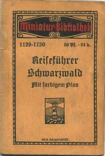 Miniatur-Bibliothek Nr. 1129-1130 - Reiseführer Schwarzwald mit farbigem Plan - 8cm x 12cm - 62 Seiten ca. 1910 - Verlag