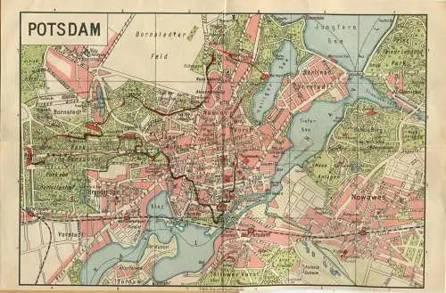 Miniatur-Bibliothek Nr. 1119 - Reiseführer Potsdam und Umgebung mit farbigem Plan - 8cm x 12cm - 40 Seiten ca. 1910 - Ve