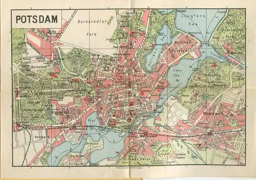 Miniatur-Bibliothek Nr. 1119 - Reiseführer Potsdam und Umgebung mit farbigem Plan - 8cm x 12cm - 56 Seiten ca. 1910 - Ve