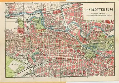 Miniatur-Bibliothek Nr. 1118 - Reiseführer Charlottenburg mit farbigem Plan - 8cm x 12cm - 40 Seiten ca. 1910 - Verlag f