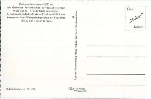 Gschwandtnerbauer - Zugspitzgruppe - Foto-Ansichtskarte - Verlag Hans Huber Garmisch-Partenkirchen
