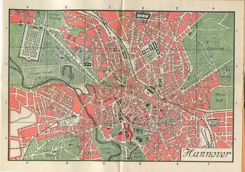 Miniatur-Bibliothek Nr. 1114 - Reiseführer Hannover mit farbigem Plan - 8cm x 12cm - 38 Seiten ca. 1910 - Verlag für Kun