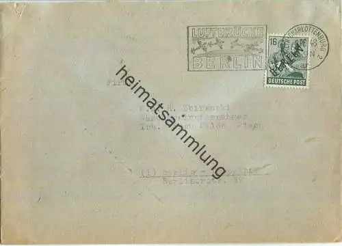 Brief Berlin - 16 Pf. Schwarzaufdruck - Luftbrückenstempel - Ortsbrief 1948