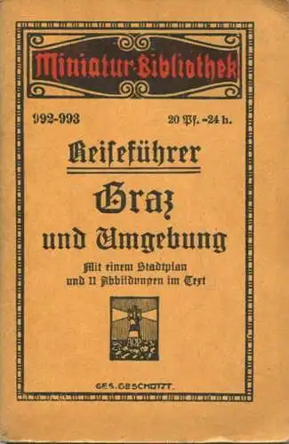 Miniatur-Bibliothek Nr. 992-993 - Reiseführer Graz und Umgebung mit einem Stadtplan und 11 Abbildungen - 8cm x 12cm - 56