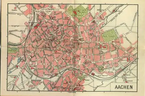 Miniatur-Bibliothek Nr. 991 - Reiseführer Aachen und Umgebung mit einem farbigen Plan von Dr. Paul Sakolowski - 8cm x 12