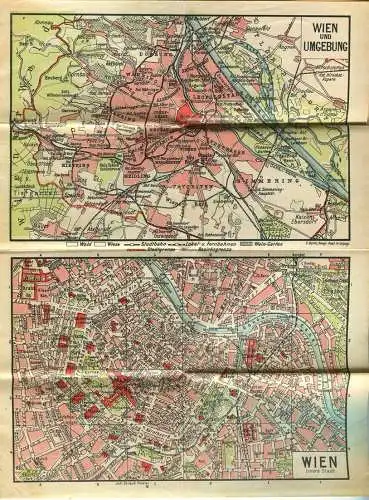 Miniatur-Bibliothek Nr. 988-989 - Reiseführer Wien mit einem Stadtplan und einer Umgebungskarte - 8cm x 12cm - 78 Seiten