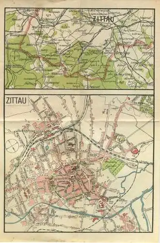 Miniatur-Bibliothek Nr. 987 - Reiseführer Zittau und Umgebung mit einem Plan - 8cm x 12cm - 72 Seiten ca. 1910 - Verlag